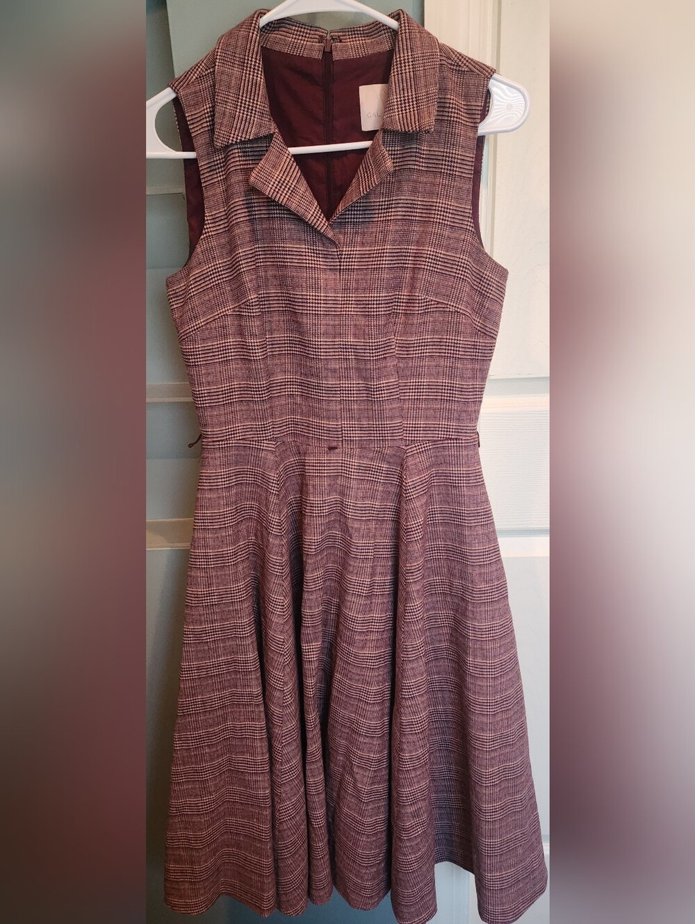 Gal Meets Glam Burgundy Plaid Dress Size 2